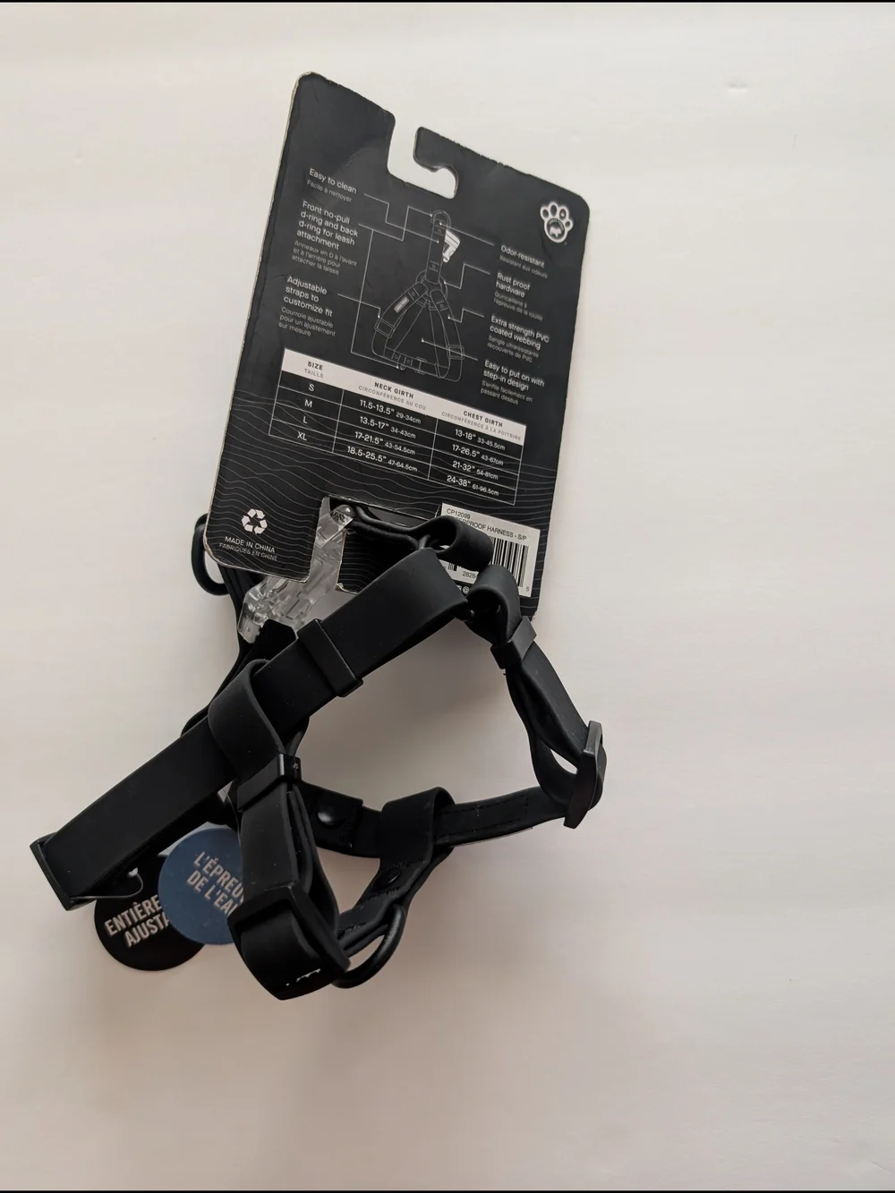 Canada Pooch Waterproof Dog Harness in Black